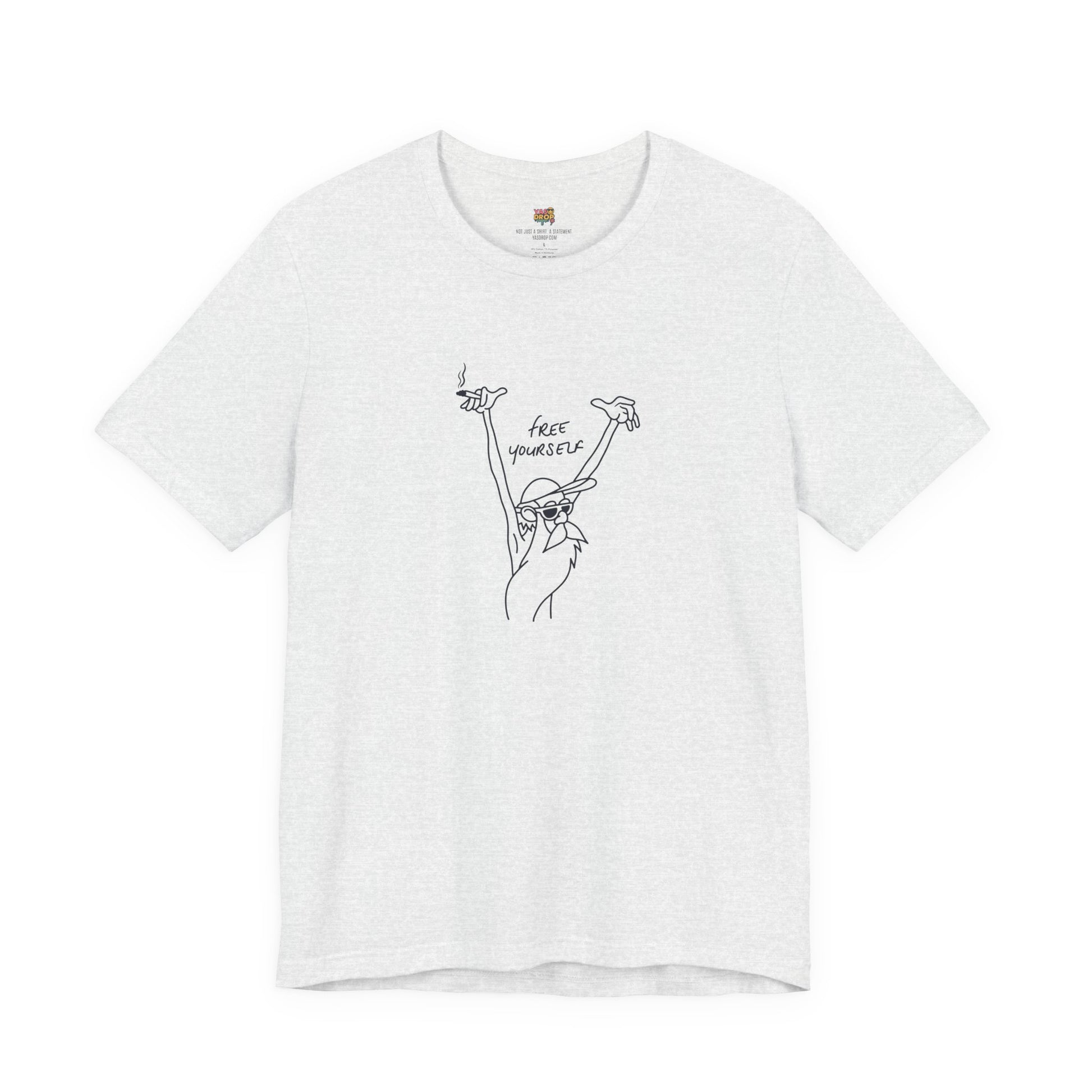 "Free Yourself" Retro Line Art Graphic Tee – ash