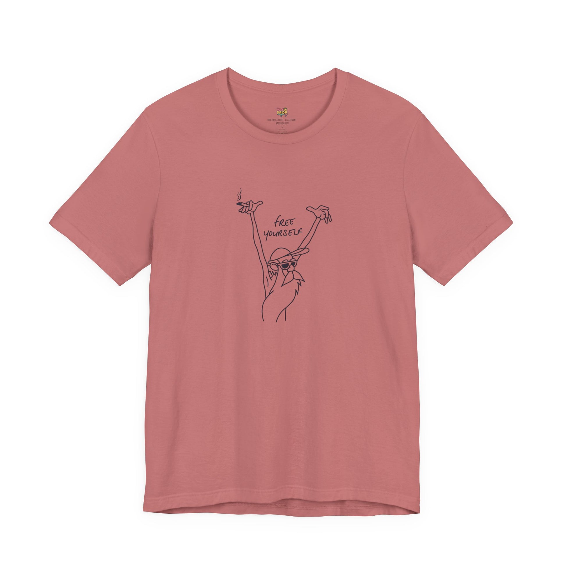 "Free Yourself" Retro Line Art Graphic Tee – heather red