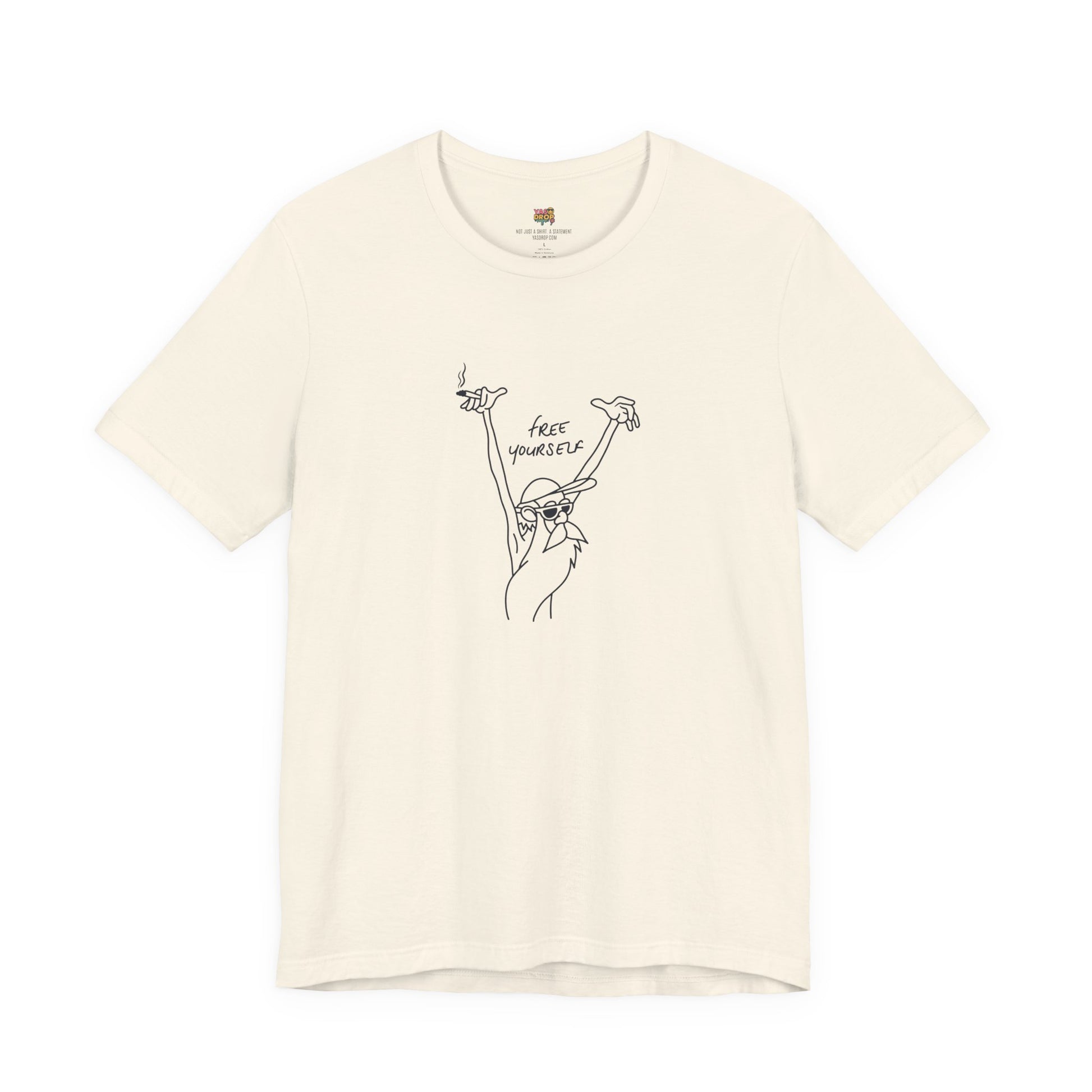 "Free Yourself" Retro Line Art Graphic Tee – light yellow