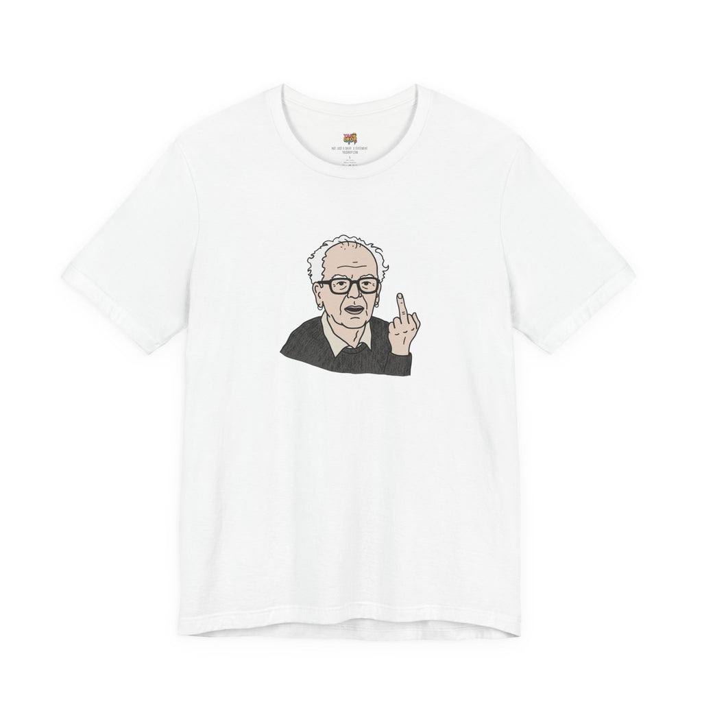 Grumpy Old Man Middle Finger Graphic Tee  white