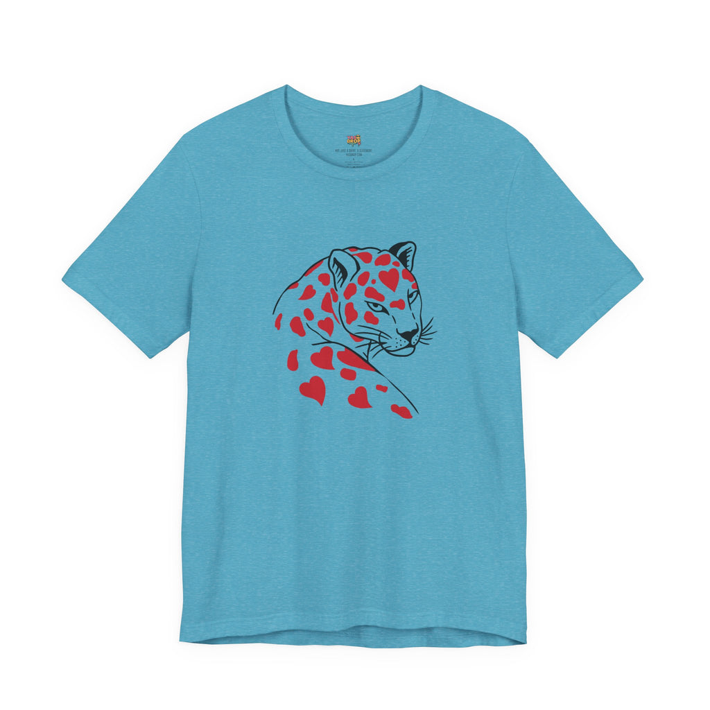 Heart Spot Leopard Graphic Tee - Aesthetic Indie Streetwear T-Shirt blue