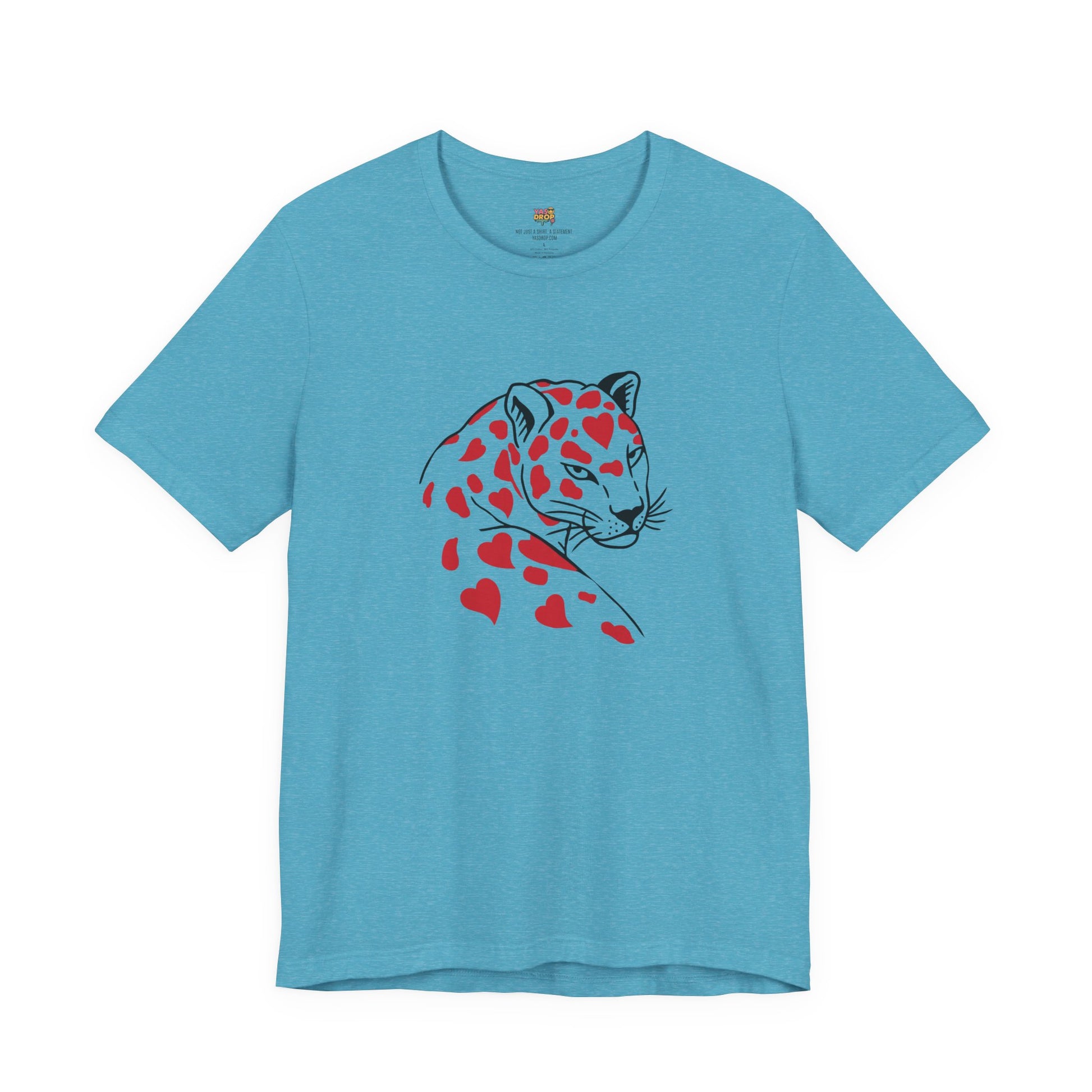 Heart Spot Leopard Graphic Tee - Aesthetic Indie Streetwear T-Shirt blue