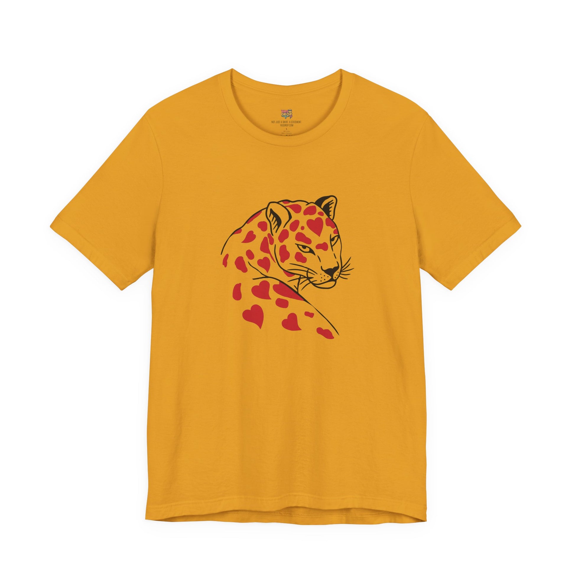 Heart Spot Leopard Graphic Tee - Aesthetic Indie Streetwear T-Shirt yellow