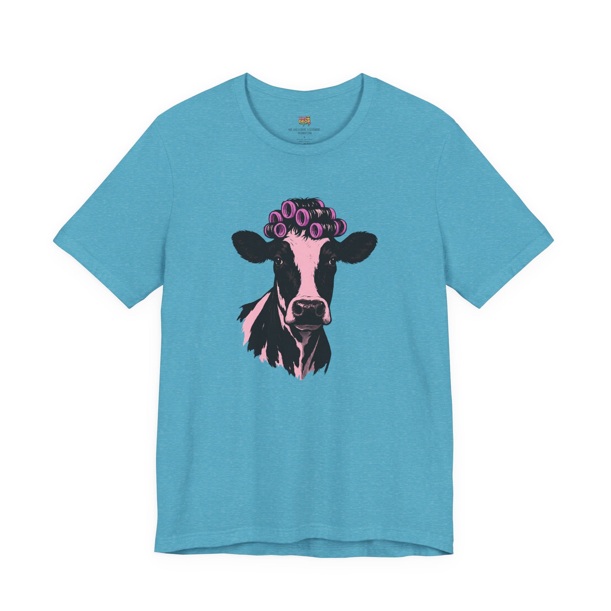 In My Lane" Cow in Rollers Graphic Tee – Aesthetic Ironic Minimalist Streetwear blue