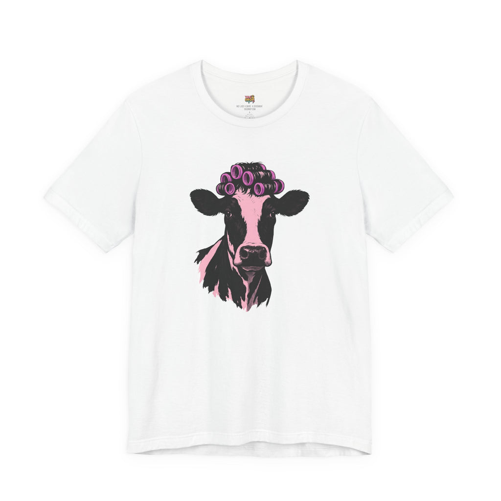 In My Lane" Cow in Rollers Graphic Tee – Aesthetic Ironic Minimalist Streetwear white