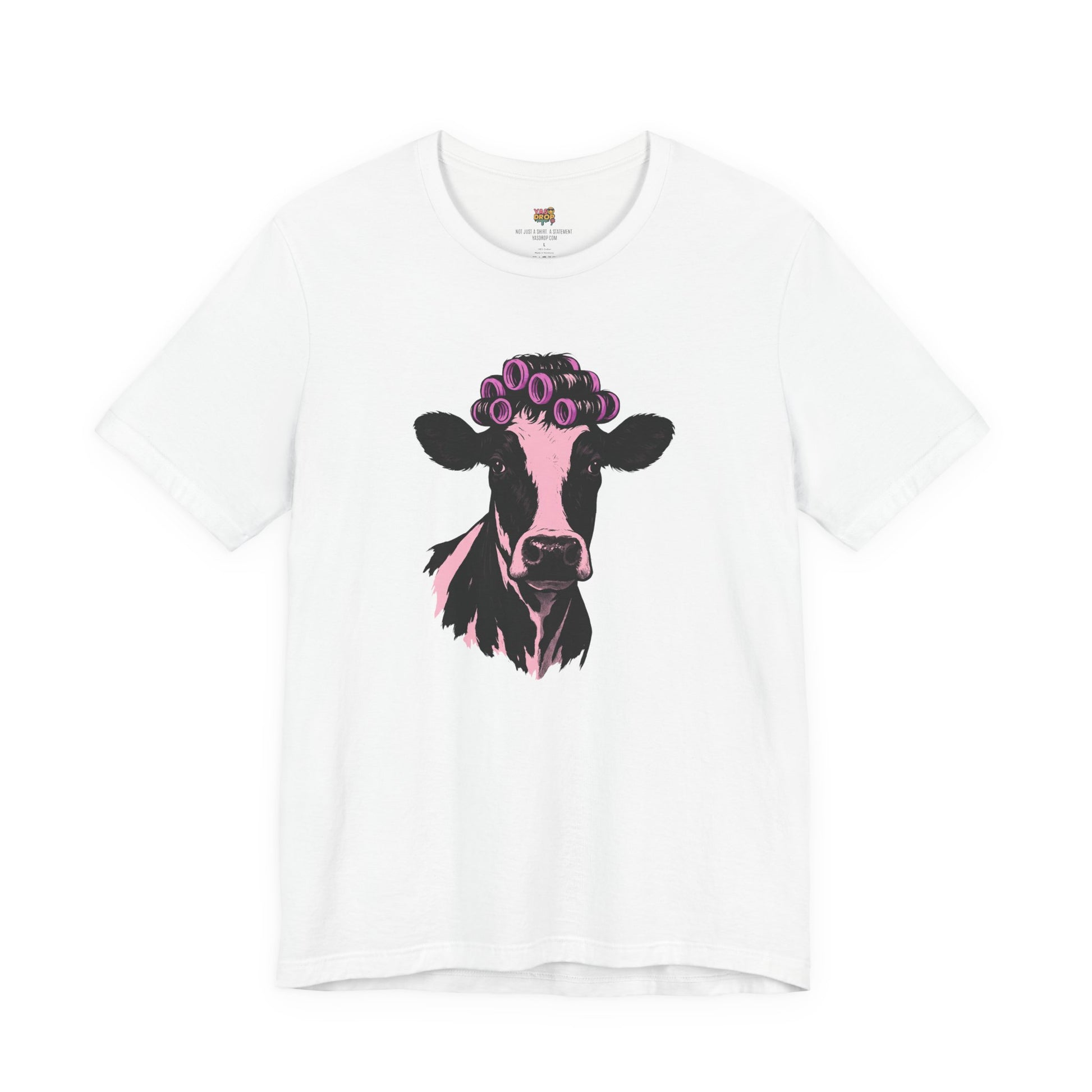 In My Lane" Cow in Rollers Graphic Tee – Aesthetic Ironic Minimalist Streetwear white