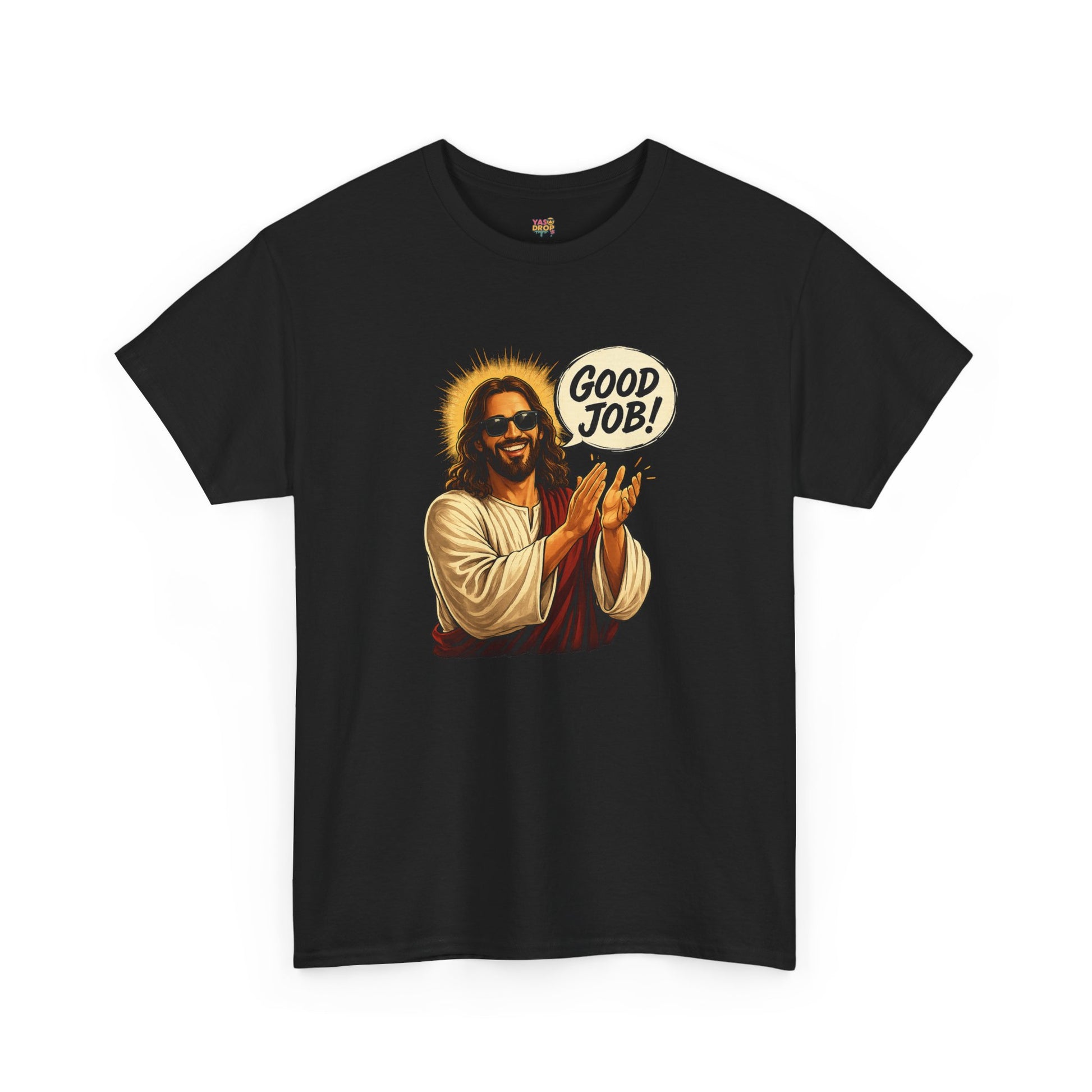 Jesus clapping good job t-shirt , Gen Z streetwear aesthetic.  Black