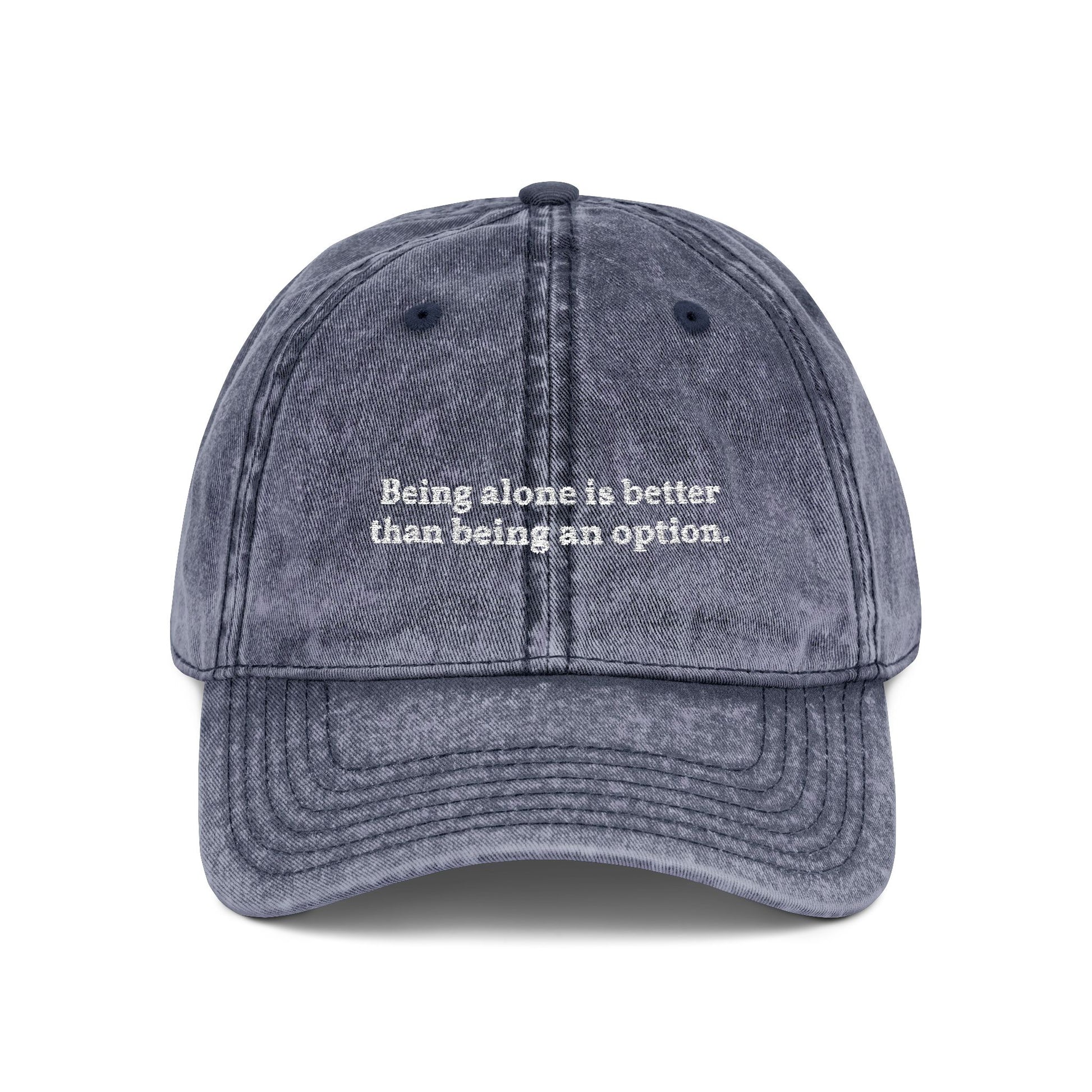 Main Character Energy Vintage Aesthetic "Being Alone" Quote Dad Hat blue