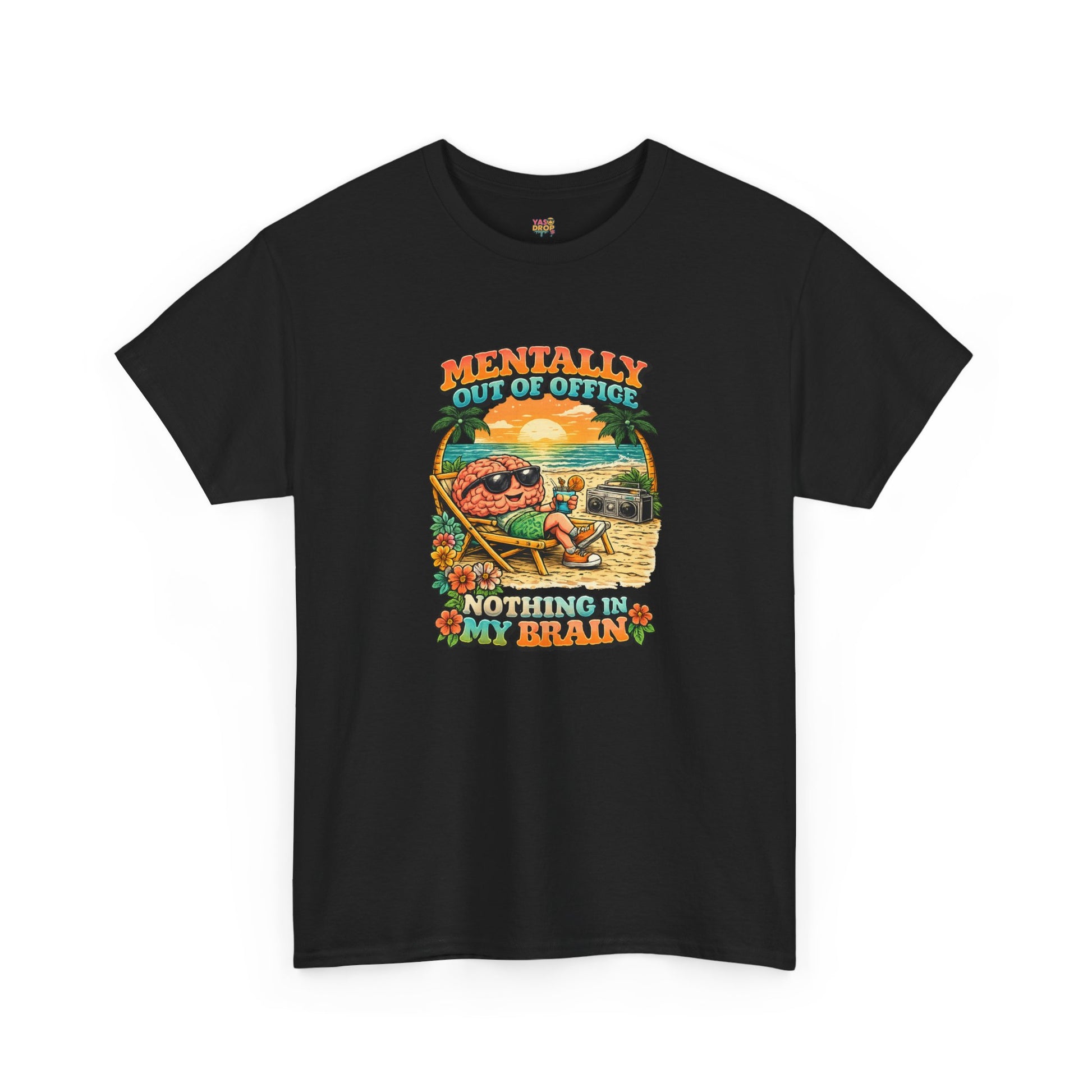 "Mentally Out of Office" Retro Graphic Tee. black