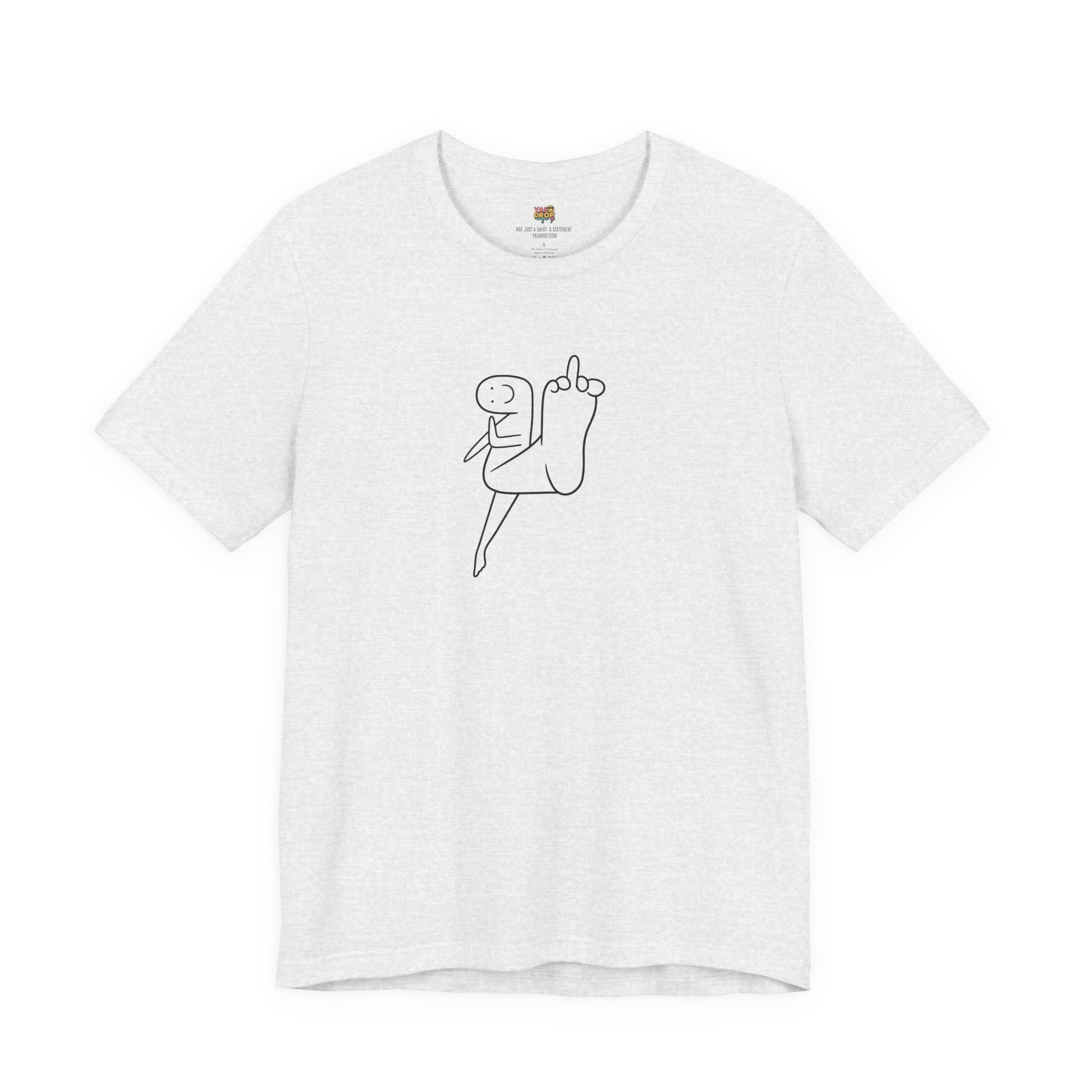 "Mood" Minimalist Graphic Tee – Ironic Middle Finger Doodle Streetwear T-Shirt ash