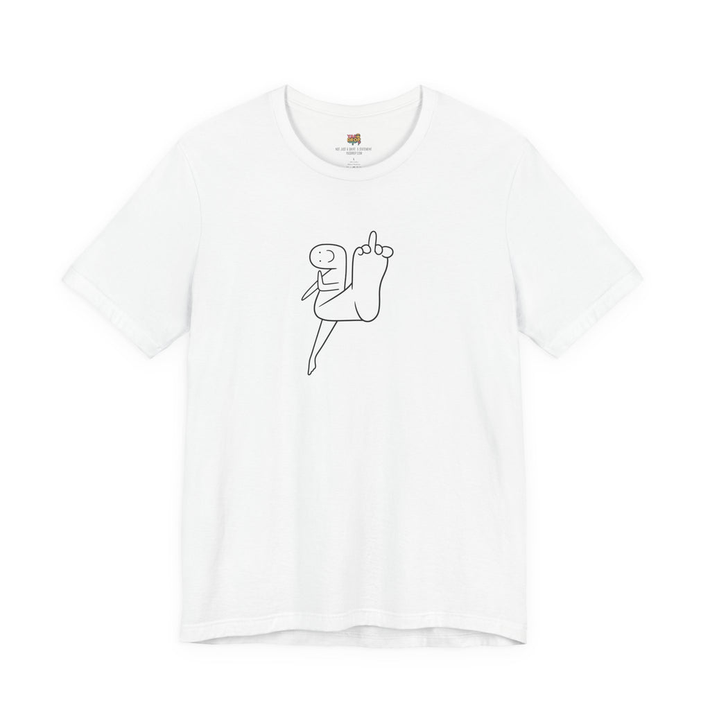 "Mood" Minimalist Graphic Tee – Ironic Middle Finger Feet Doodle Streetwear T-Shirt white