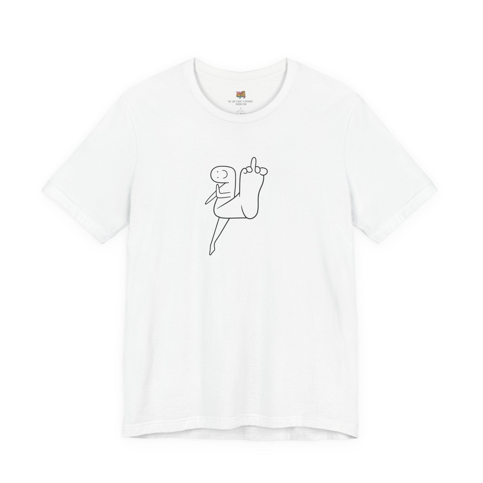 "Mood" Minimalist Graphic Tee – Ironic Middle Finger Feet Doodle Streetwear T-Shirt white