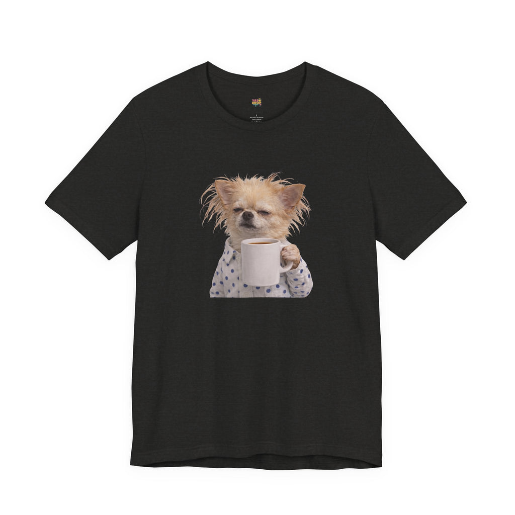 Morning Mood Tired Chihuahua Coffee Graphic T-Shirt black