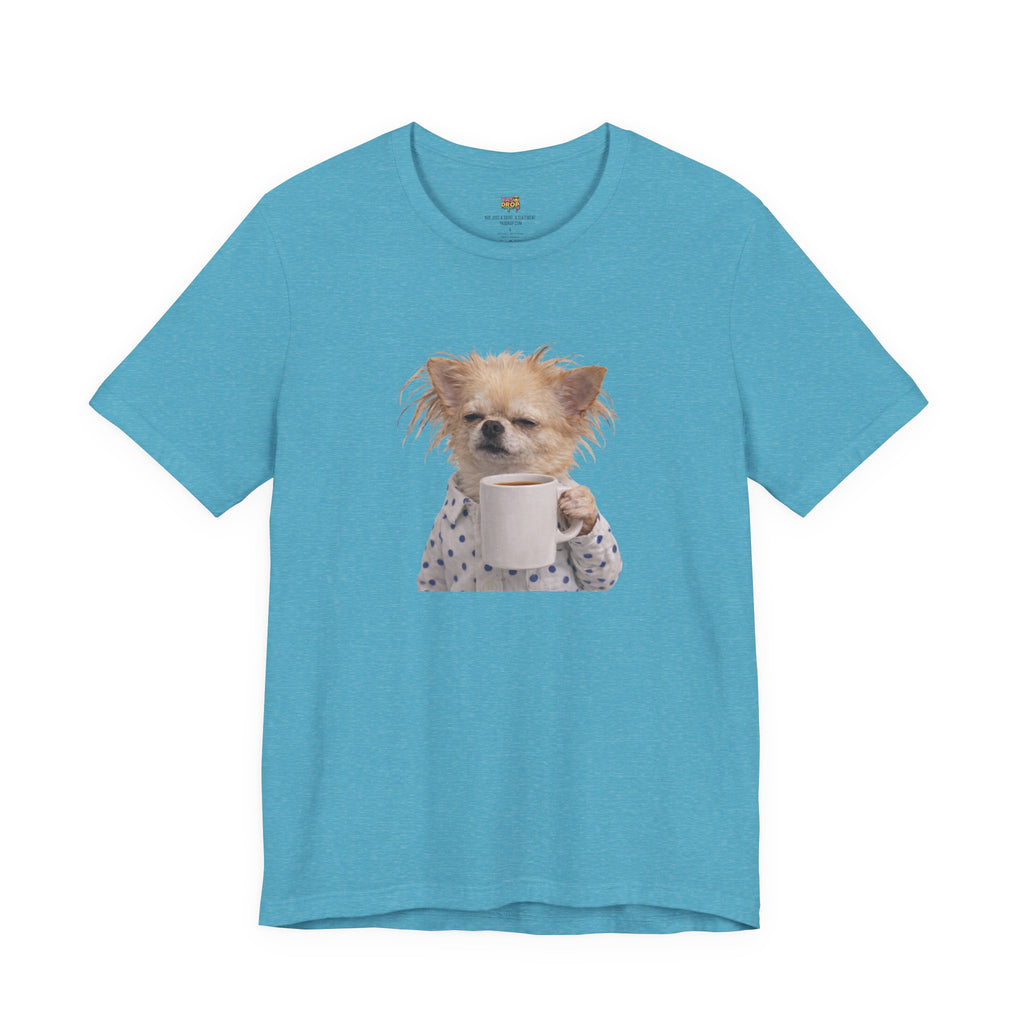 Morning Mood Tired Chihuahua Coffee Graphic T-Shirt blue