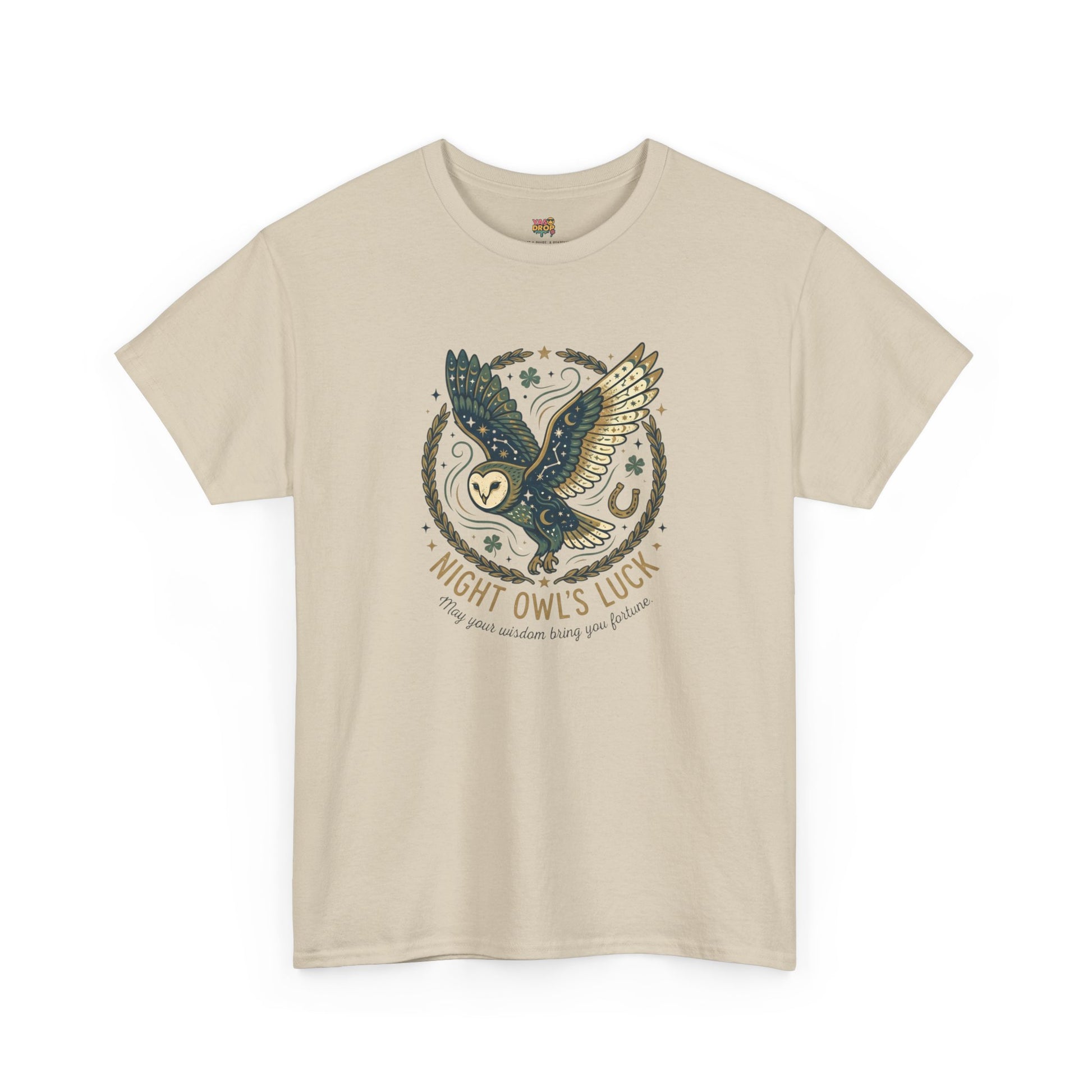 Mystical Night Owl’s Luck T-Shirt  beige