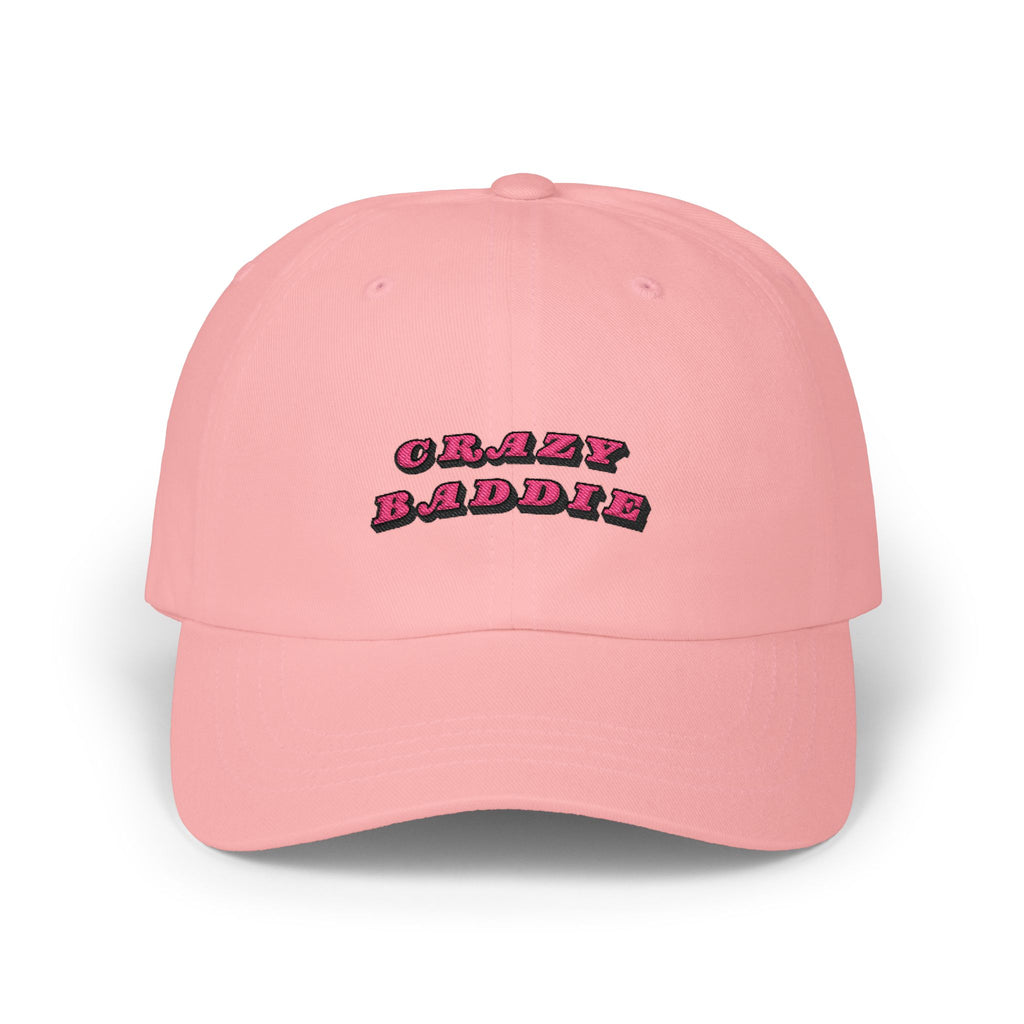 Premium Quality "Crazy Baddie" Embroidered Dad Hat – Retro Pink 3D Block Lettering Pink