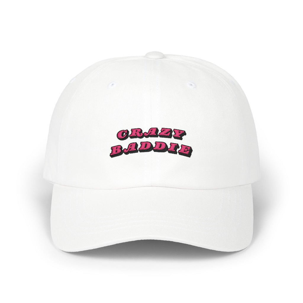 Premium Quality "Crazy Baddie" Embroidered Dad Hat – Retro Pink 3D Block Lettering White