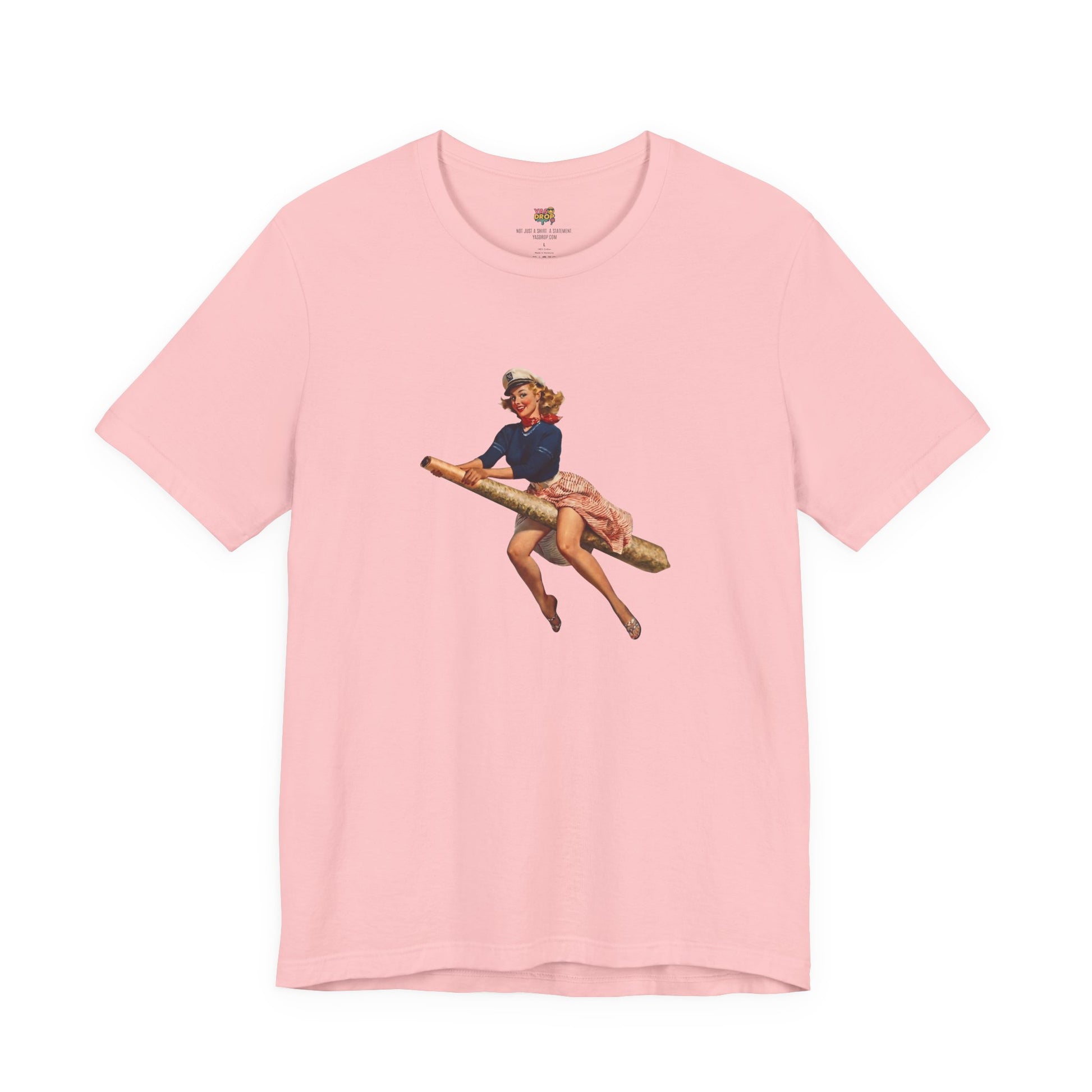 Retro Pin-Up Graphic Tee - Ironic Vintage Streetwear T-Shirt pink