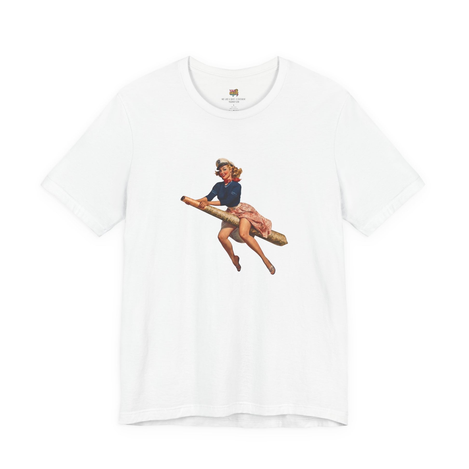 Retro Pin-Up Graphic Tee - Ironic Vintage Streetwear T-Shirt white
