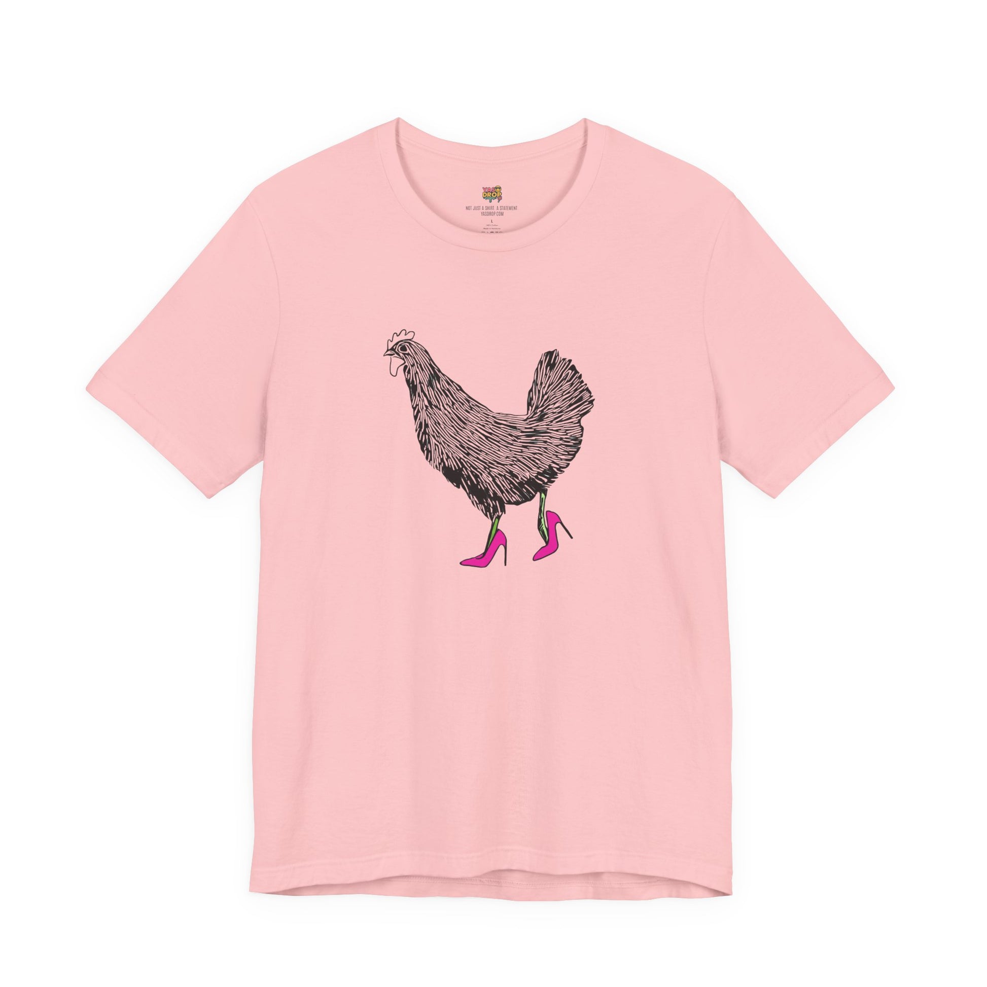 "Serving Looks" Chicken in Heels Graphic Tee – Ironic Minimalist Streetwear