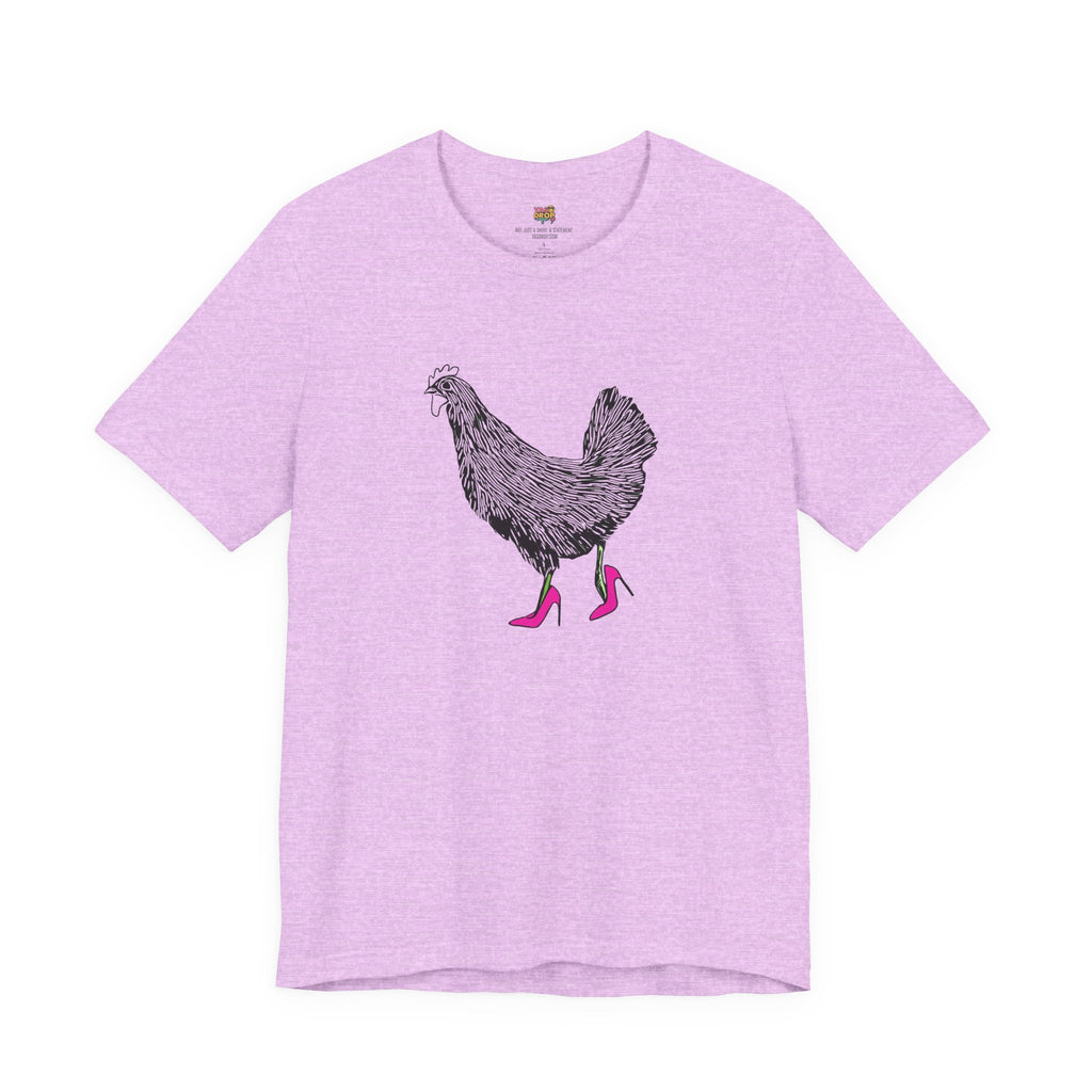 "Serving Looks" Chicken in Heels Graphic Tee – Ironic Minimalist Streetwear