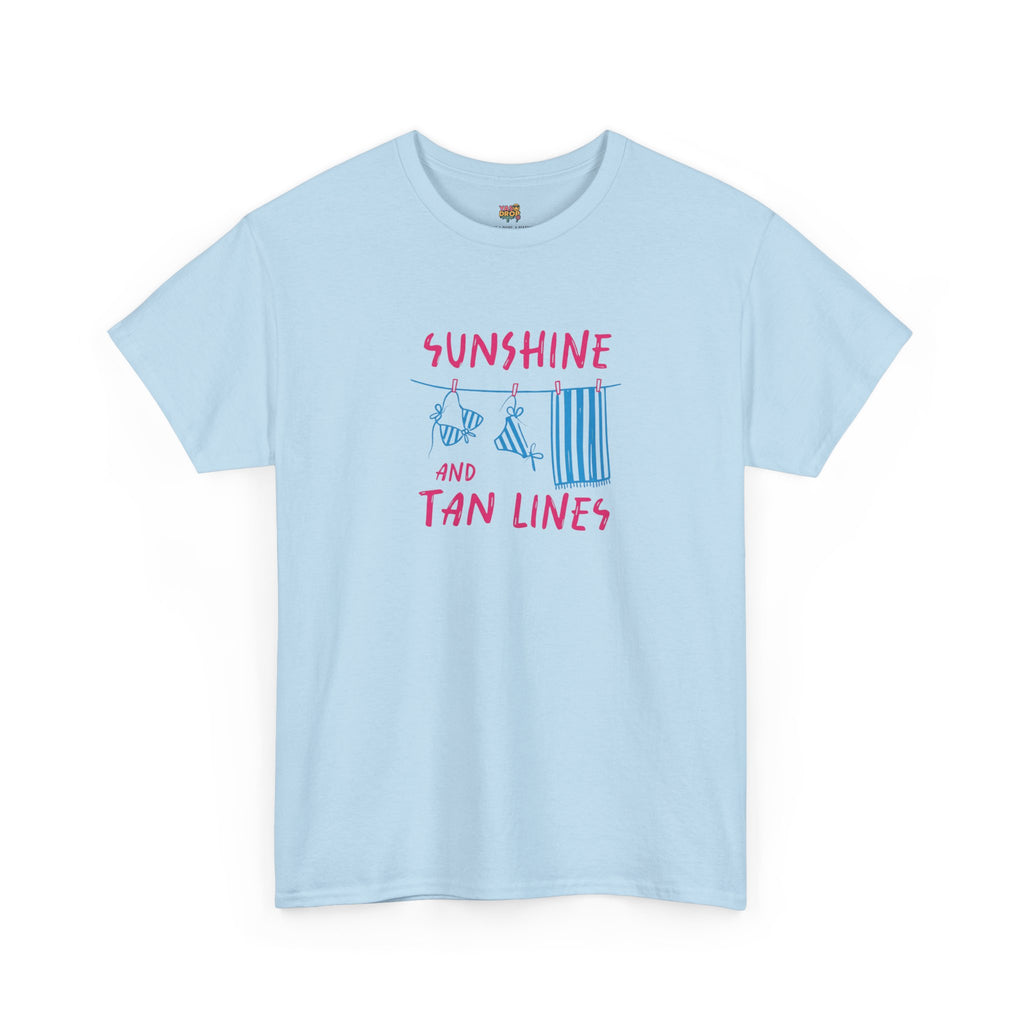 Sunshine and Tan Lines T-Shirt - Aesthetic Summer Vibe Graphic Tee blue