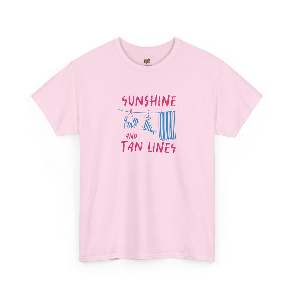 Sunshine and Tan Lines T-Shirt - Aesthetic Summer Vibe Graphic Tee pink
