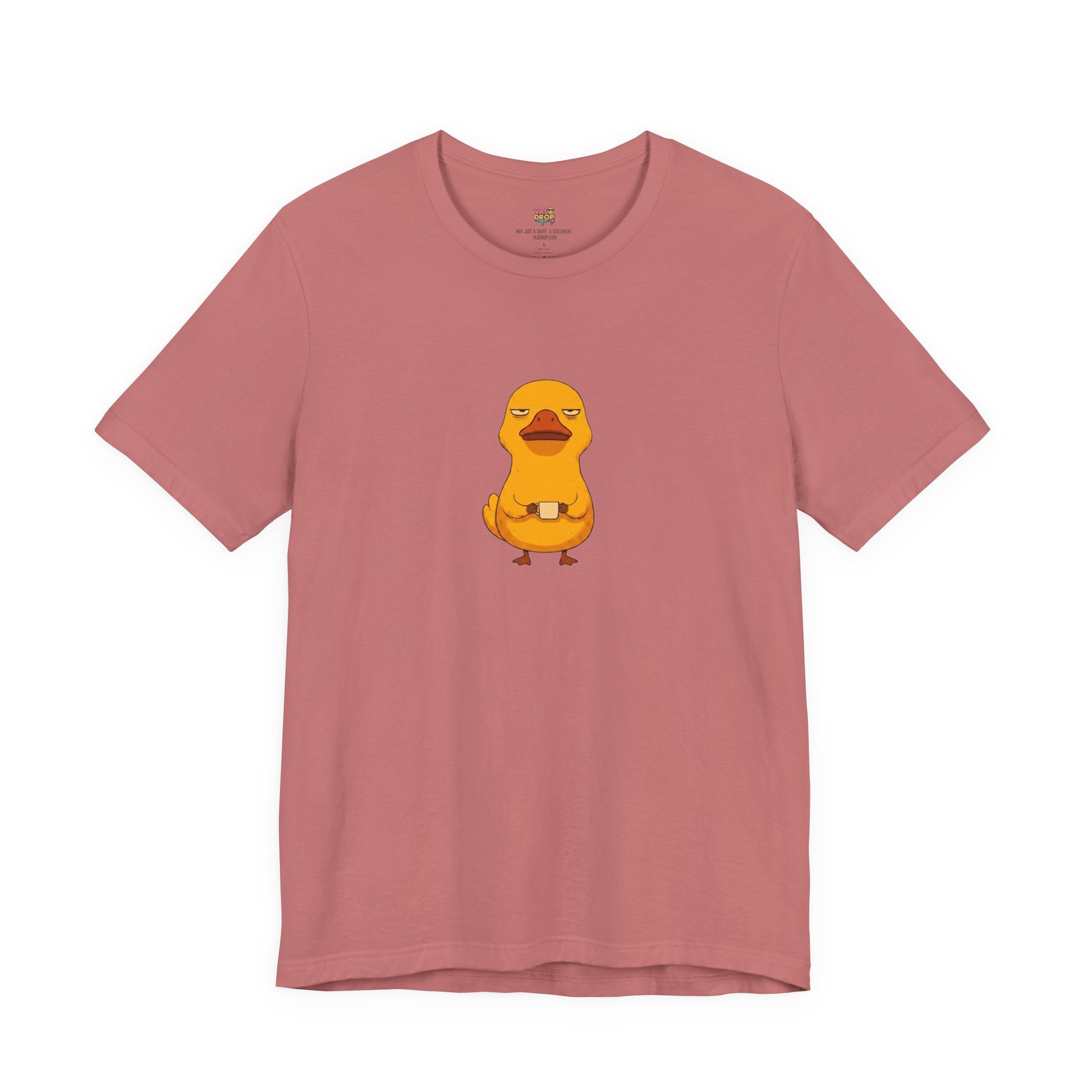 Unamused Coffee Duck Graphic Tee – Ironic Minimalist Streetwear heather red
