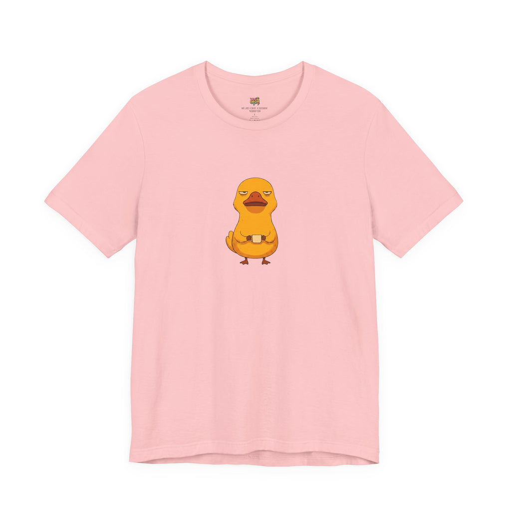 Unamused Coffee Duck Graphic Tee – Ironic Minimalist Streetwear pink