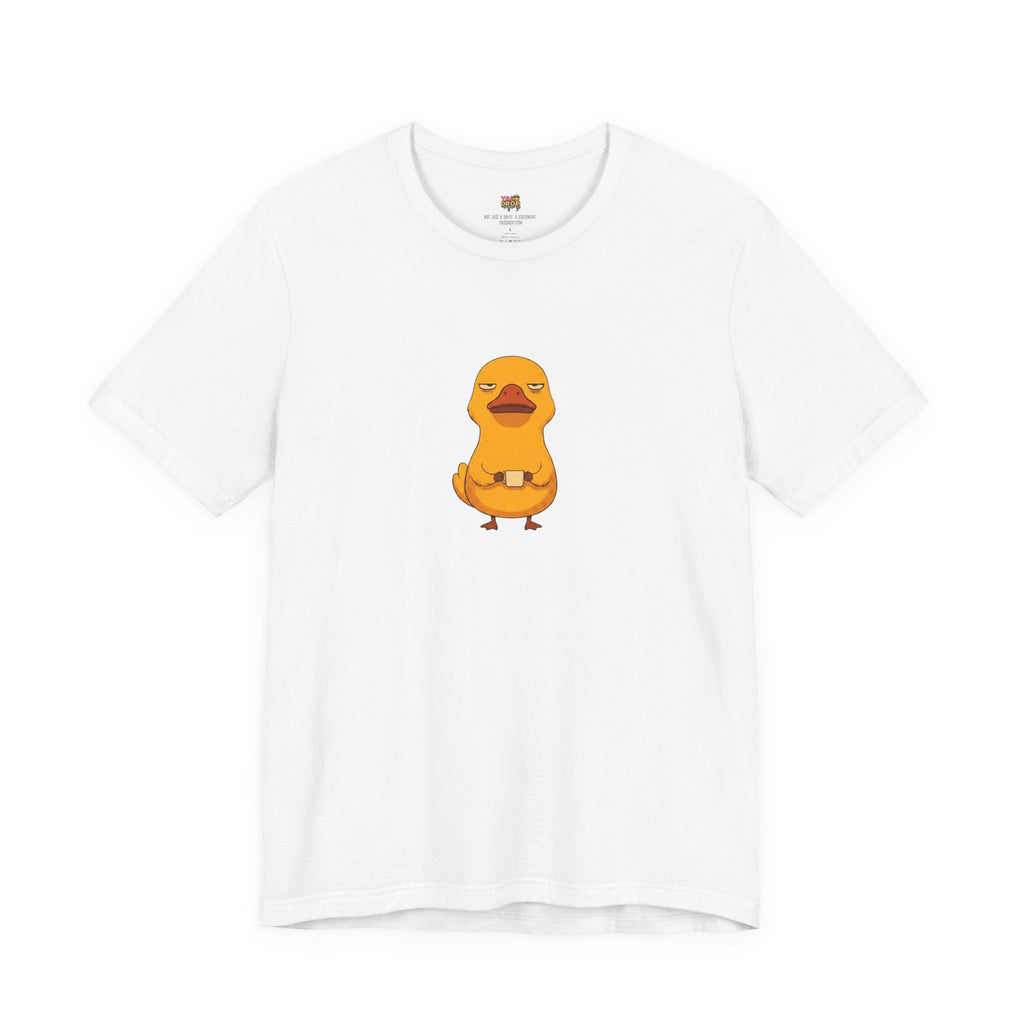 Unamused Coffee Duck Graphic Tee – Ironic Minimalist Streetwear white