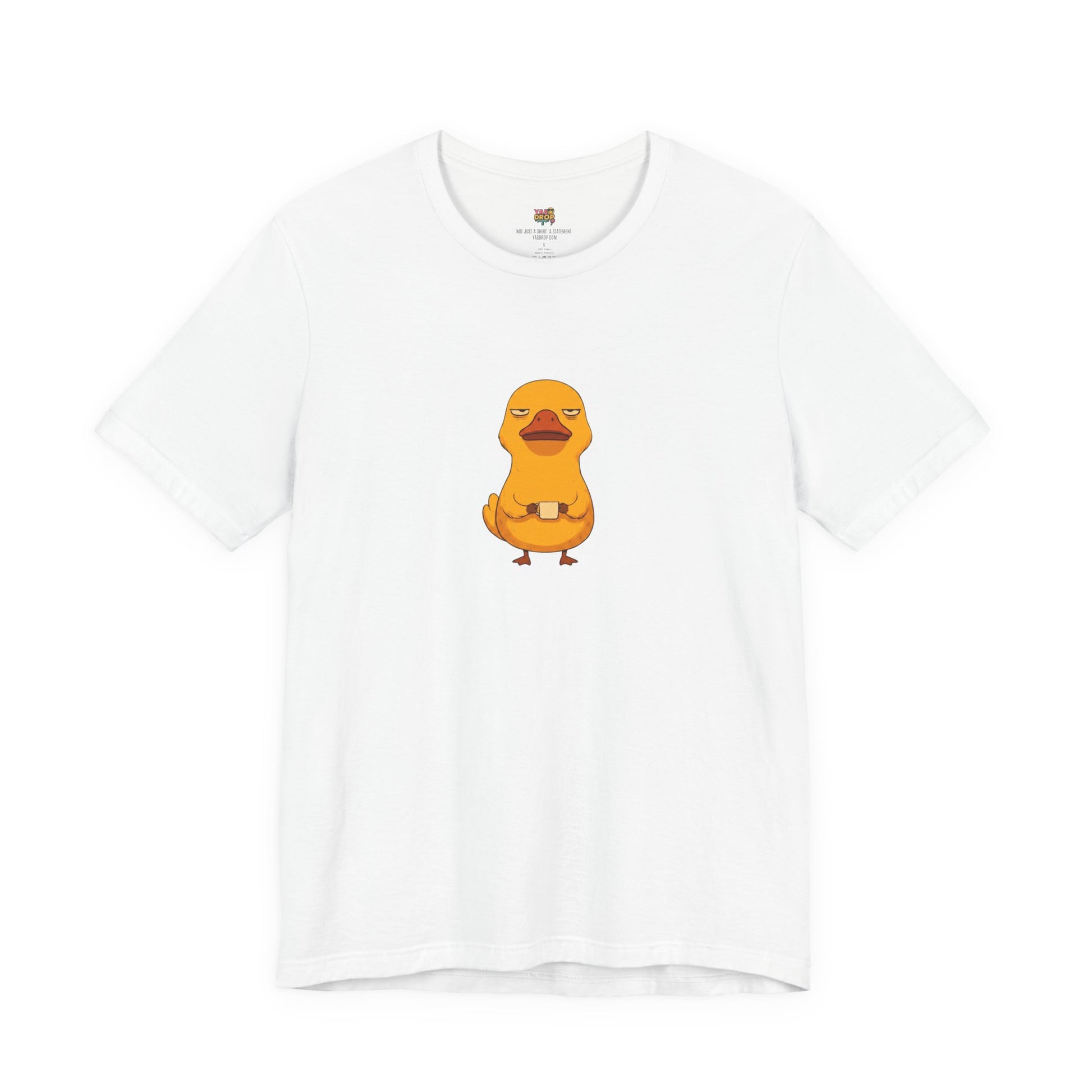 Unamused Coffee Duck Graphic Tee – Ironic Minimalist Streetwear white