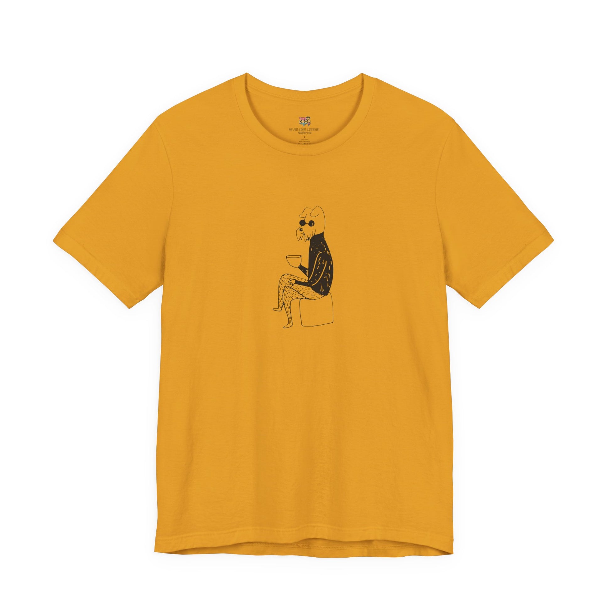 "Unbothered" Minimalist Hipster Dog Graphic Tee – Lofi Aesthetic Streetwear mustard