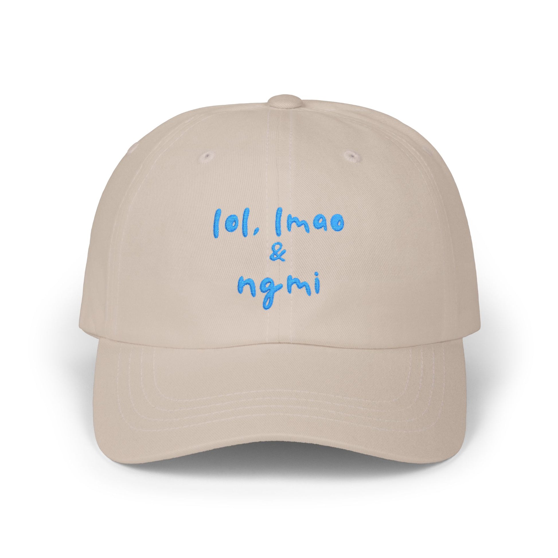 lol lmao & ngmi Dad Hat | Ironic Internet Meme Baseball Cap beige