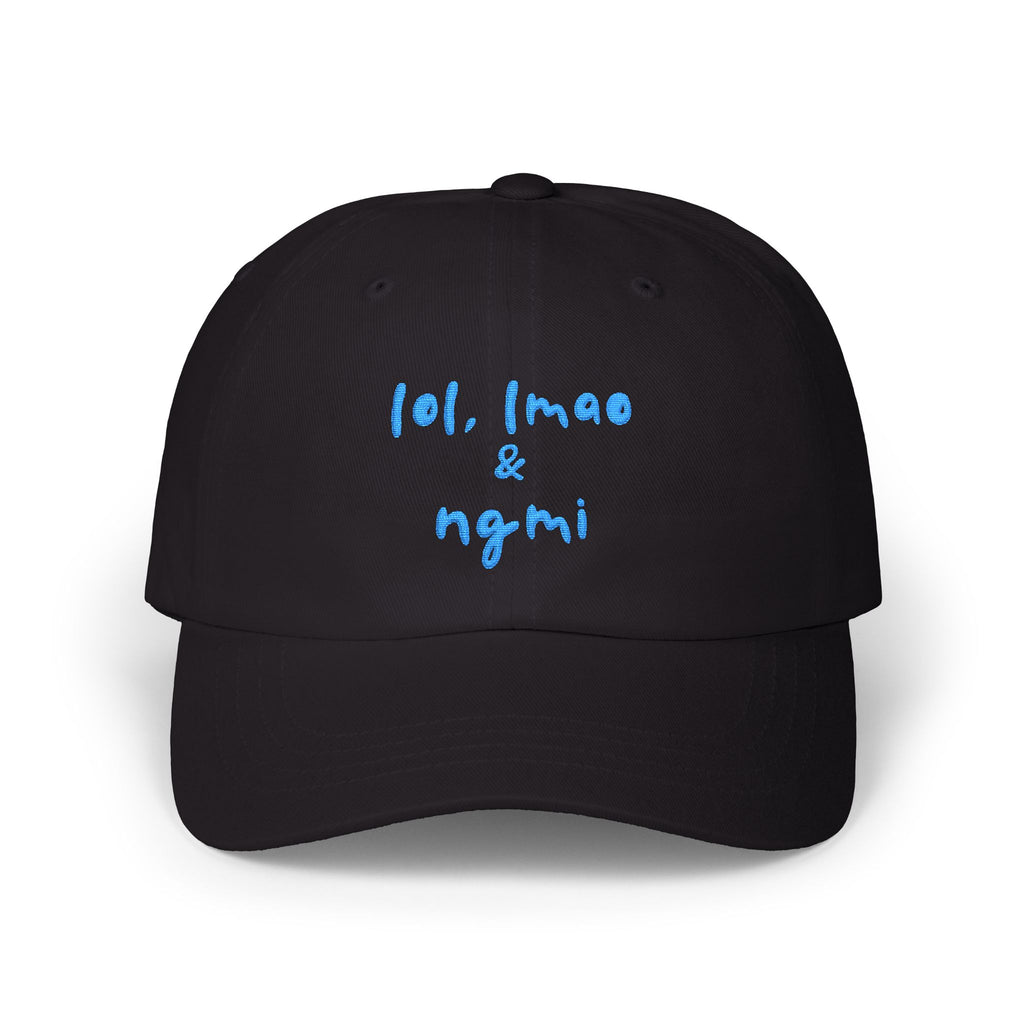 lol lmao & ngmi Dad Hat | Ironic Internet Meme Baseball Cap black
