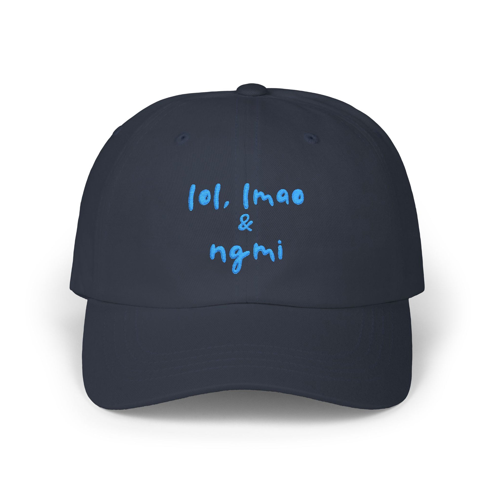 lol lmao & ngmi Dad Hat | Ironic Internet Meme Baseball Cap navy