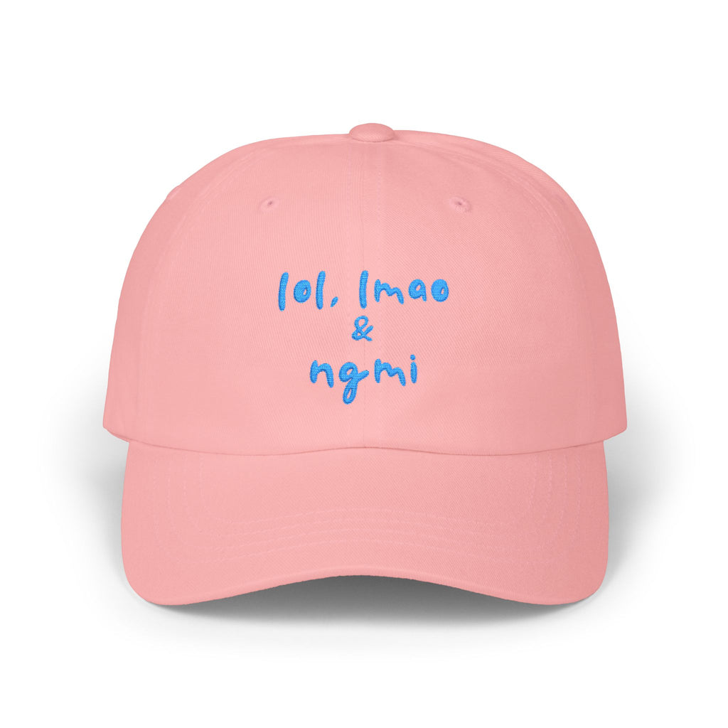 lol lmao & ngmi Dad Hat | Ironic Internet Meme Baseball Cappink